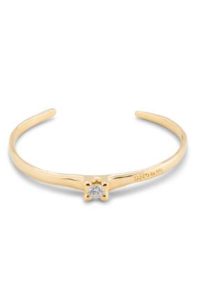 Pulsera Uno de 50 rígida bañada en oro 18k con circonita blanca