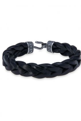 Pulsera de cuero negro trenzado Mavis MB231X